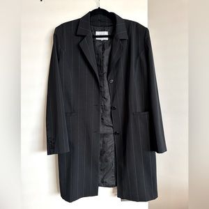Long black jacket / pinstripe blazer